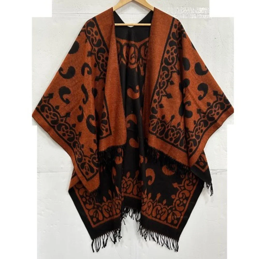 Reversible Open Poncho Wrap